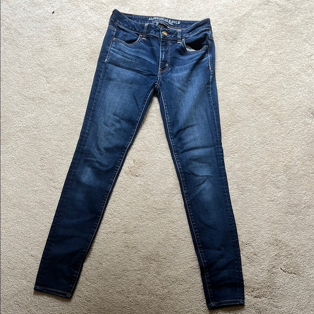 American Eagle Outfitters Blue Skinny Jeans super stretch 8 long